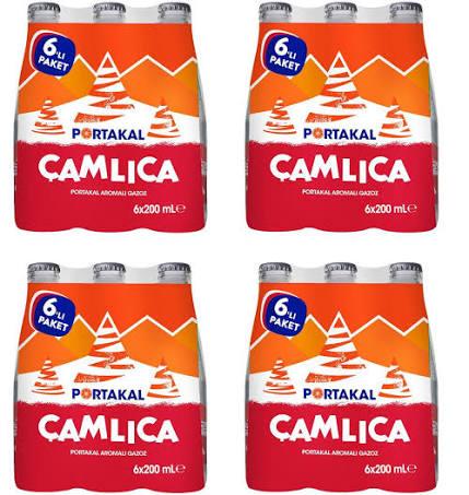ÇAMLICA  PORTAKAL  GAZOZ CAM  ŞİŞE 6*200 ML 24 LÜ 